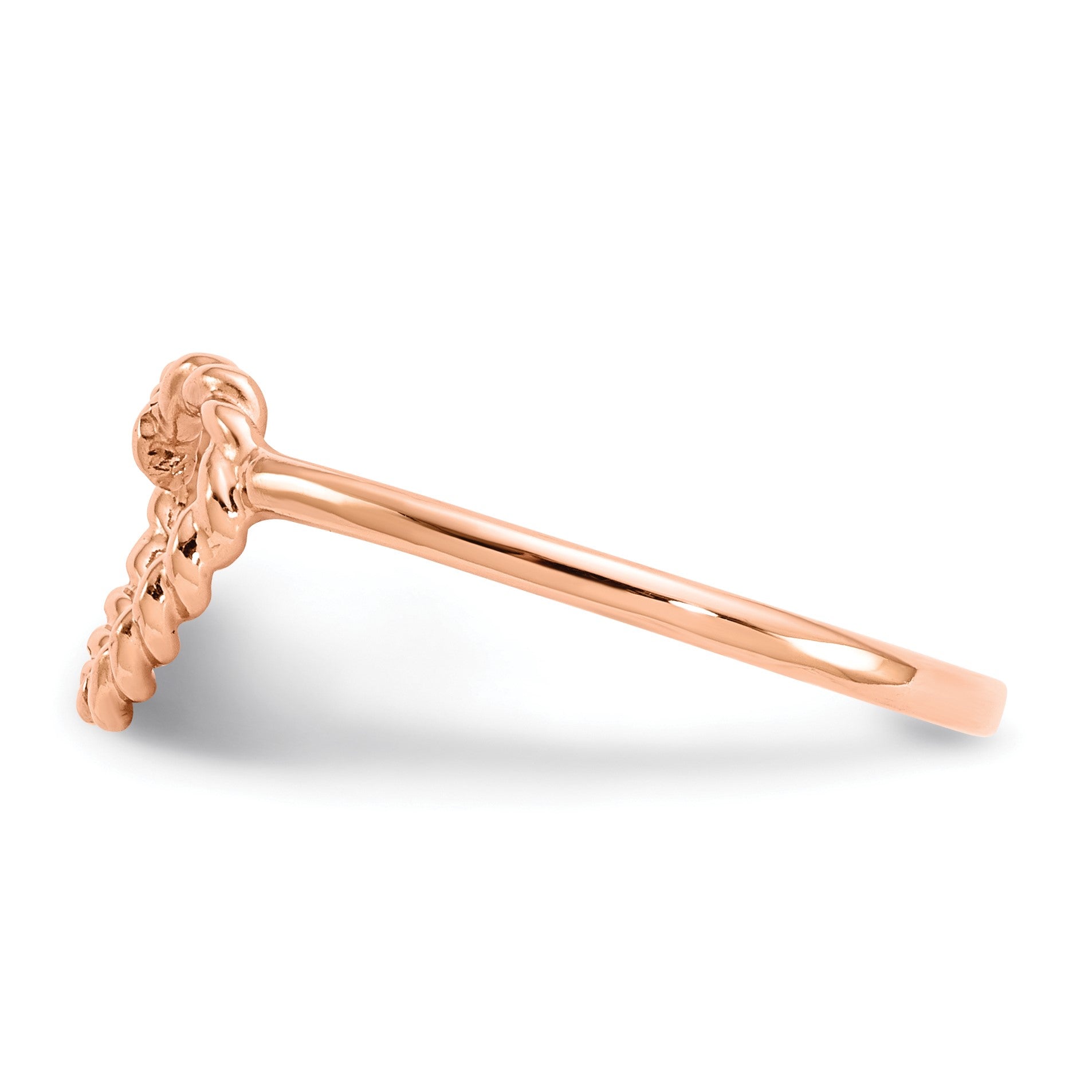 14K Roségold Poliert & Strukturiert Herz Ring