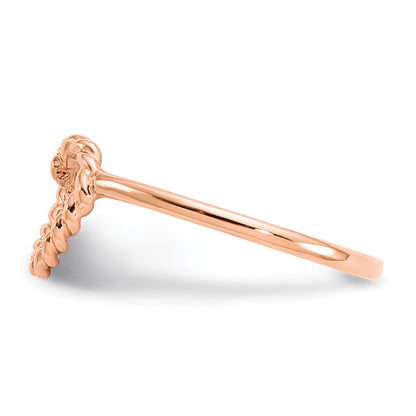 14K Roségold Poliert & Strukturiert Herz Ring