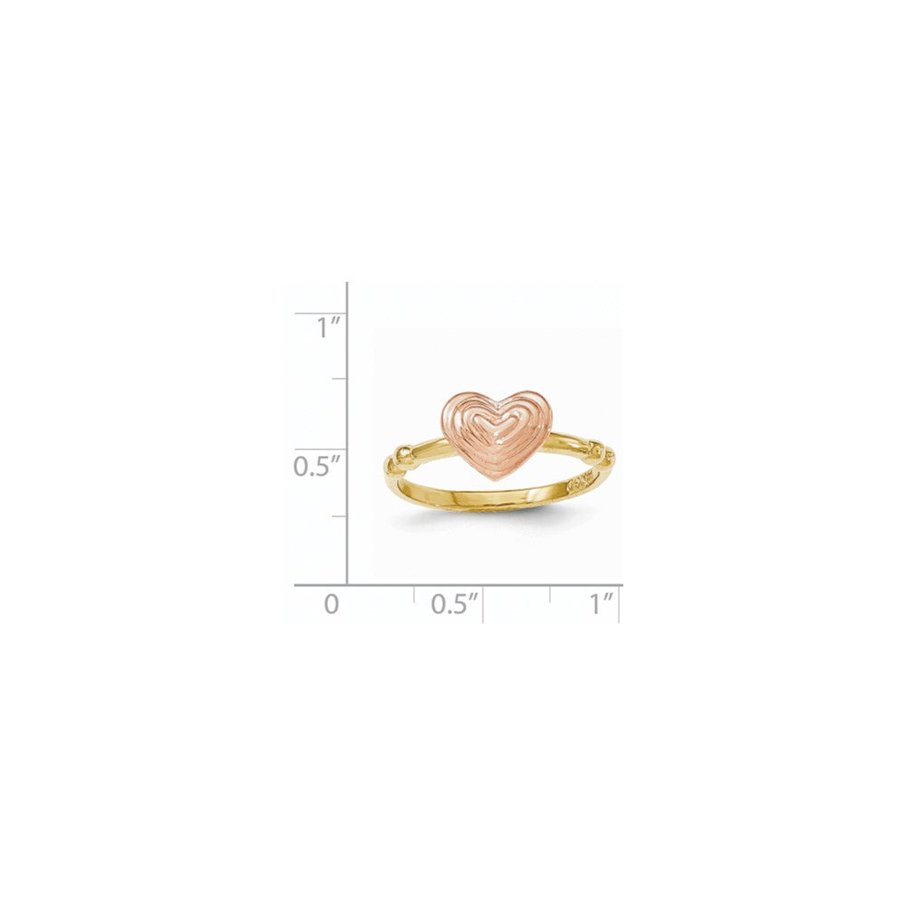 14K Two-Tone Gold Ring mit poliertem Herz, Rosé