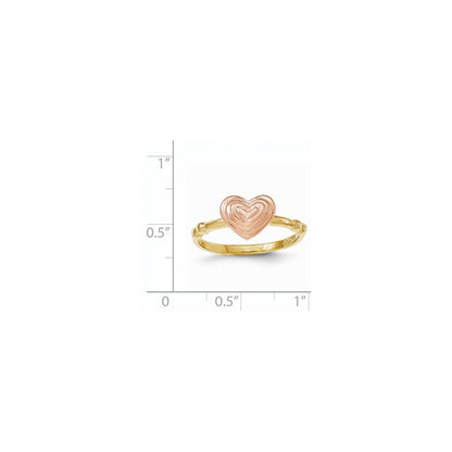 14K Two-Tone Gold Ring mit poliertem Herz, Rosé