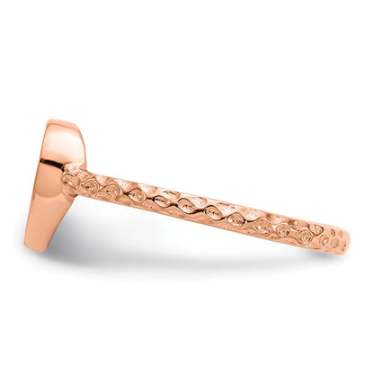 14K Roségold Polierter Strukturierter Herzring