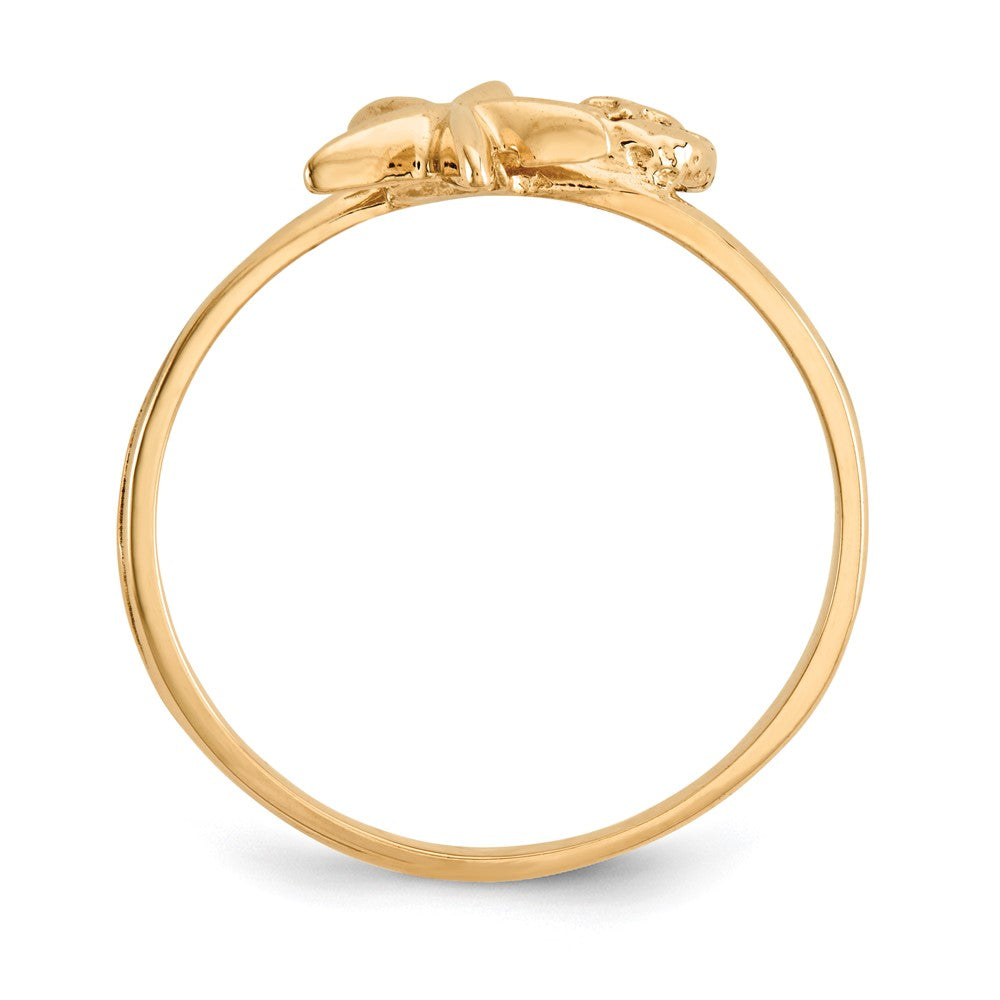 14K Gelbgold Ring mit poliertem Seestern- und Sanddollar-Motiv