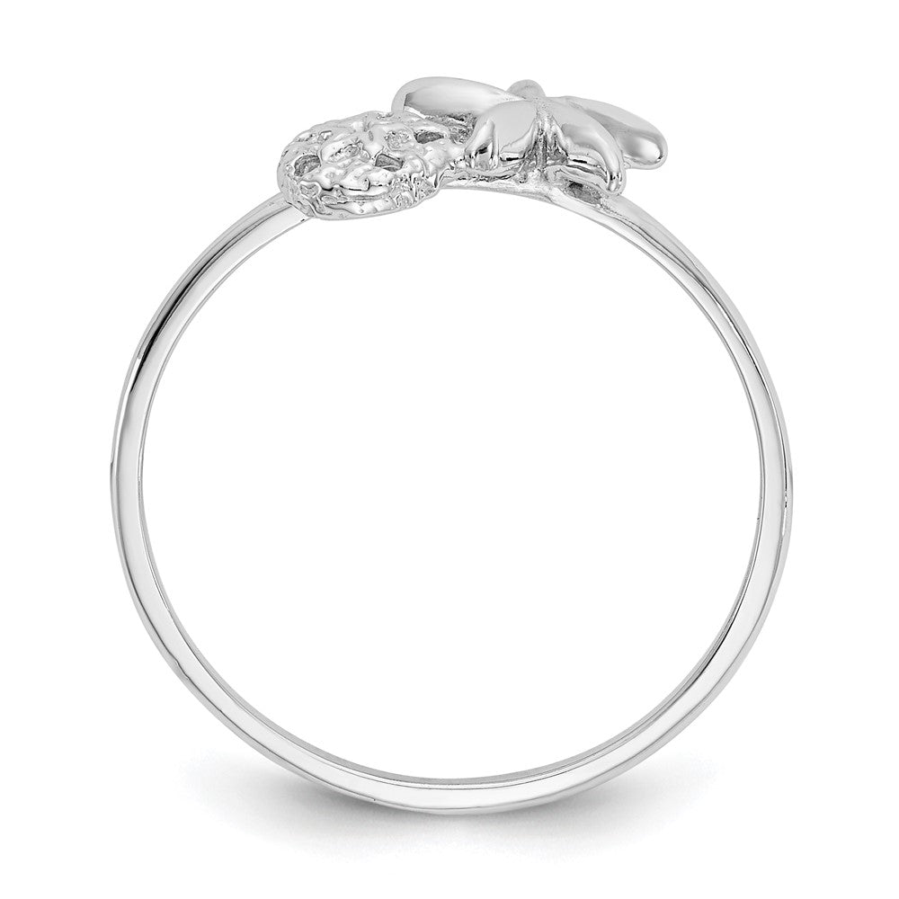 14K Weißgold Ring mit Seestern und Sanddollar, poliert