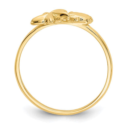 14K Gelbgold Ring mit poliertem Muschel- und Seesternmotiv