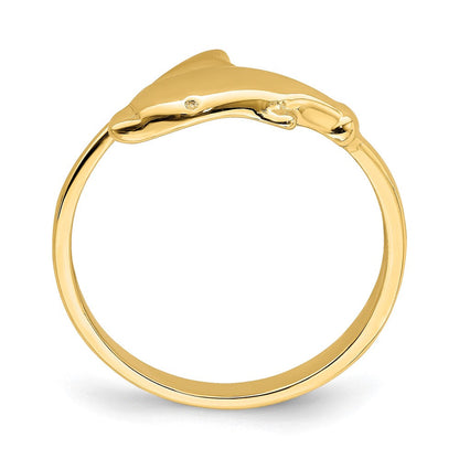 14K Gold Poliert Delfin-Ring