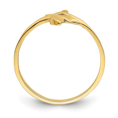 585 Gold Ring mit poliertem doppeltem Walflossen-Design