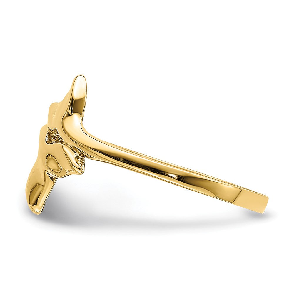 585 Gold Ring mit poliertem doppeltem Walflossen-Design