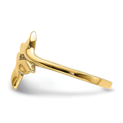 585 Gold Ring mit poliertem doppeltem Walflossen-Design