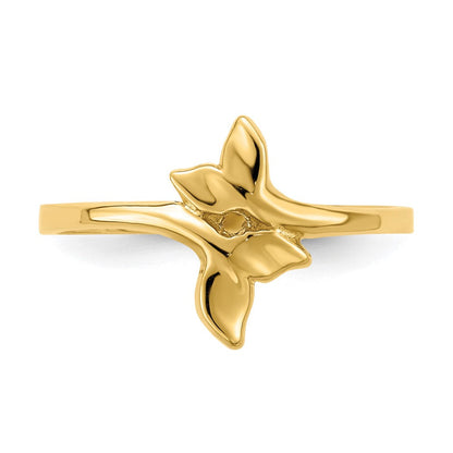 585 Gold Ring mit poliertem doppeltem Walflossen-Design