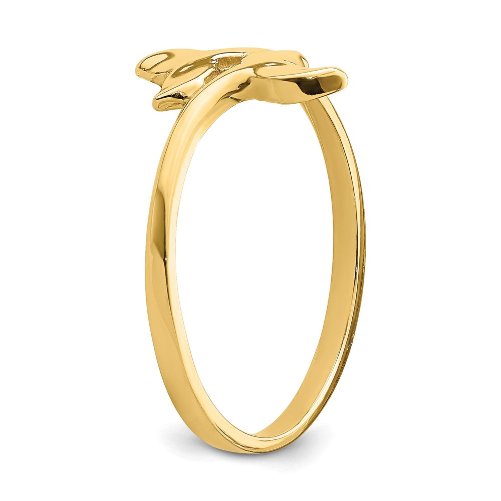 585 Gold Ring mit poliertem doppeltem Walflossen-Design