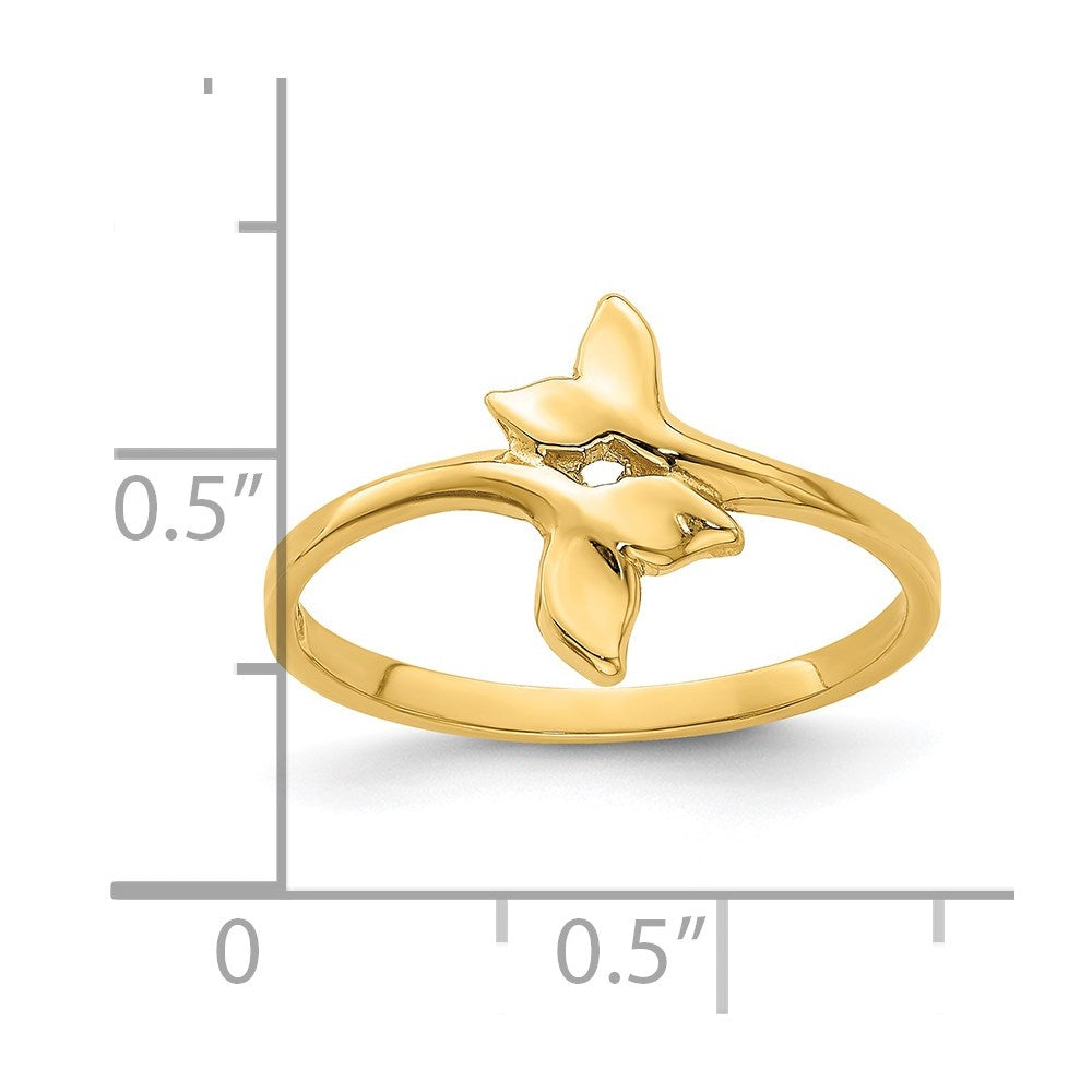 585 Gold Ring mit poliertem doppeltem Walflossen-Design