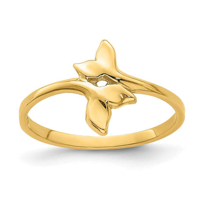 585 Gold Ring mit poliertem doppeltem Walflossen-Design