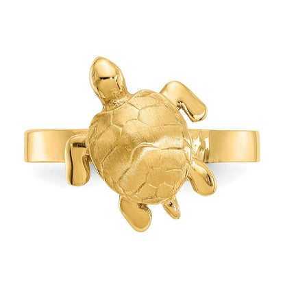 14K Gold Poliert / Texturiert Schildkröten-Ring
