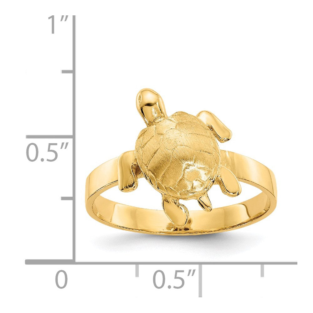 14K Gold Poliert / Texturiert Schildkröten-Ring