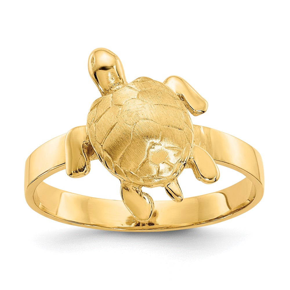 14K Gold Poliert / Texturiert Schildkröten-Ring