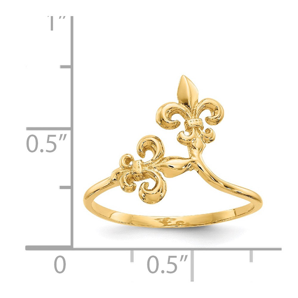 14K Gelbgold Polierter Fleur-de-Lis-Ring