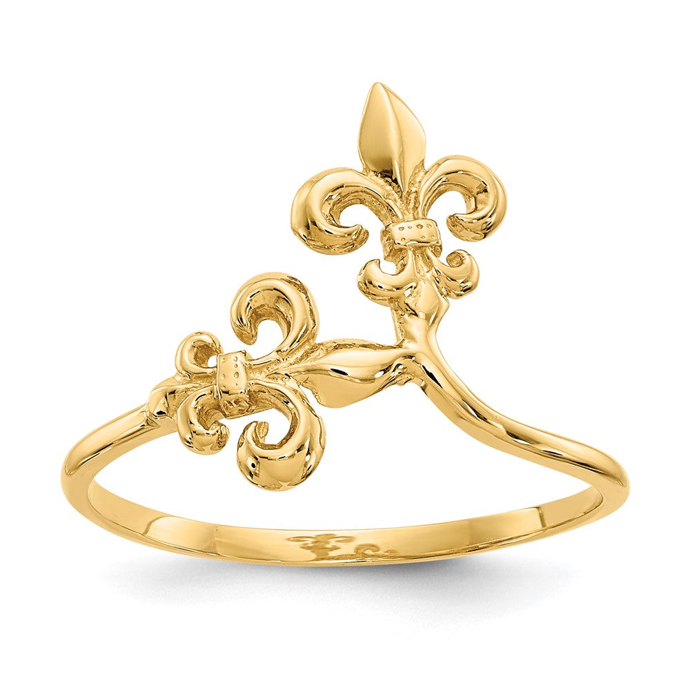 14K Gelbgold Polierter Fleur-de-Lis-Ring