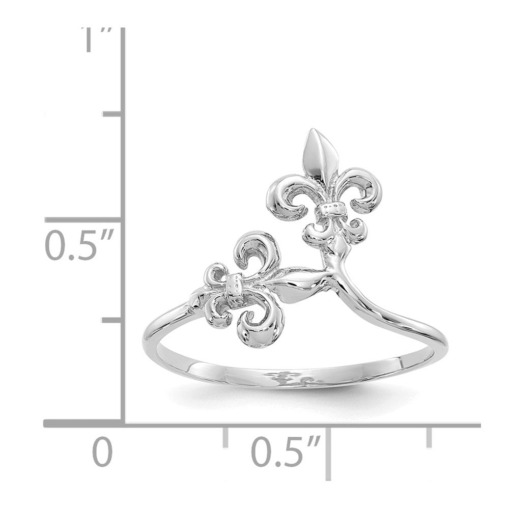14K Weißgold Ring mit Fleur-de-Lis-Motiv, poliert
