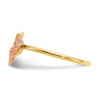 14K Bicolor Ring mit poliertem Schmetterling