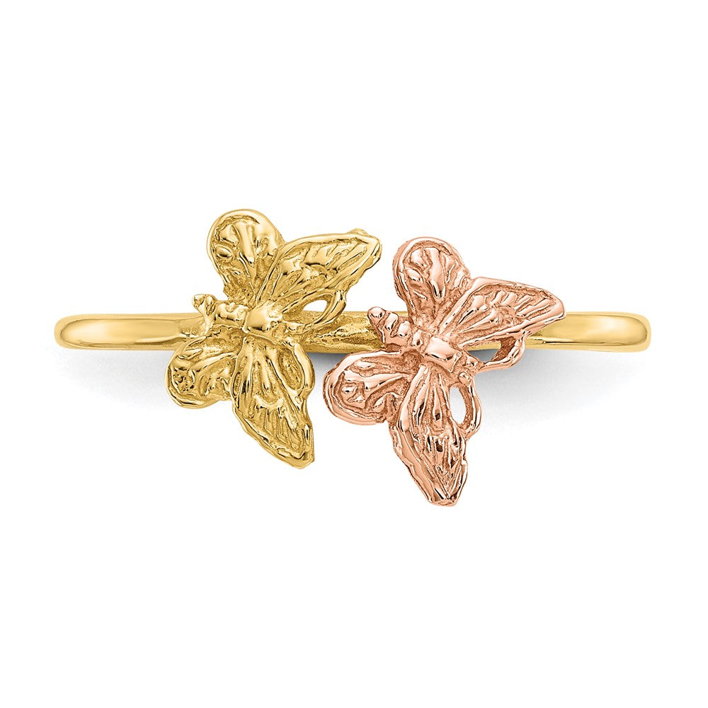 14K Bicolor Ring mit poliertem Schmetterling