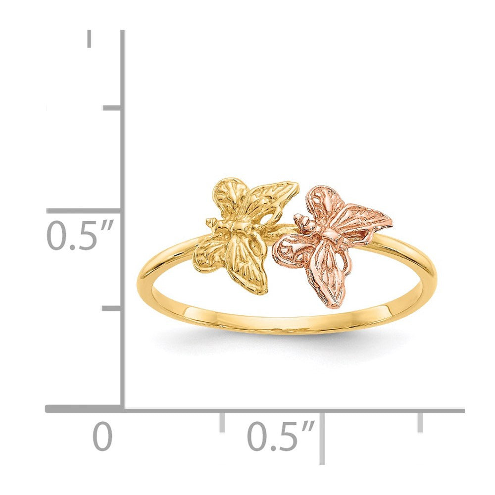 14K Bicolor Ring mit poliertem Schmetterling