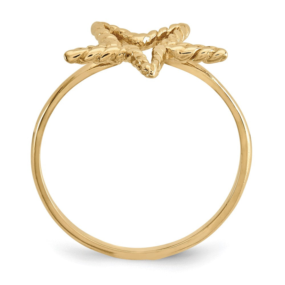 14K Gelbgold Ring mit Stern, poliert und strukturiert