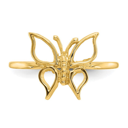 14K Gelbgold Poliert Schmetterling-Ring