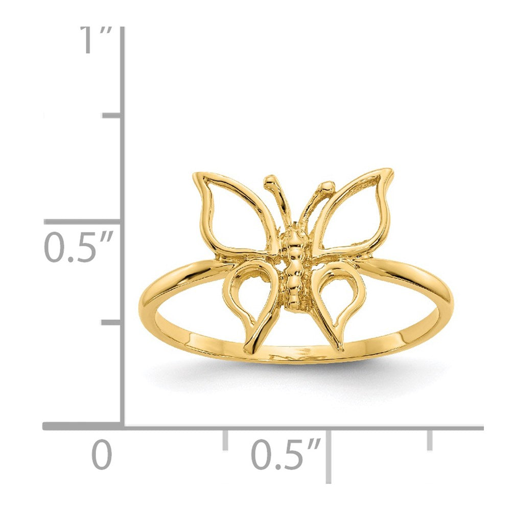 14K Gelbgold Poliert Schmetterling-Ring