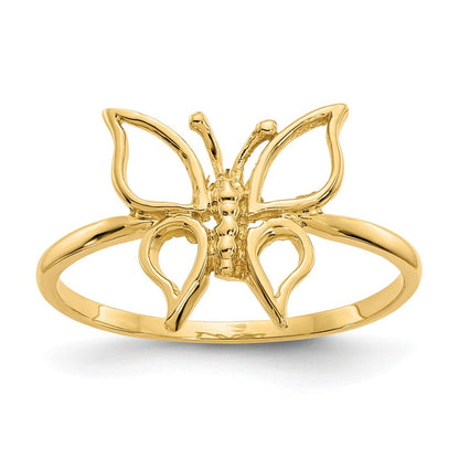 14K Gelbgold Poliert Schmetterling-Ring