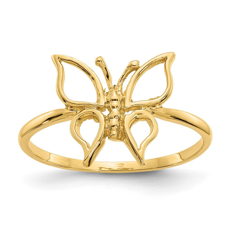 14K Gelbgold Poliert Schmetterling-Ring