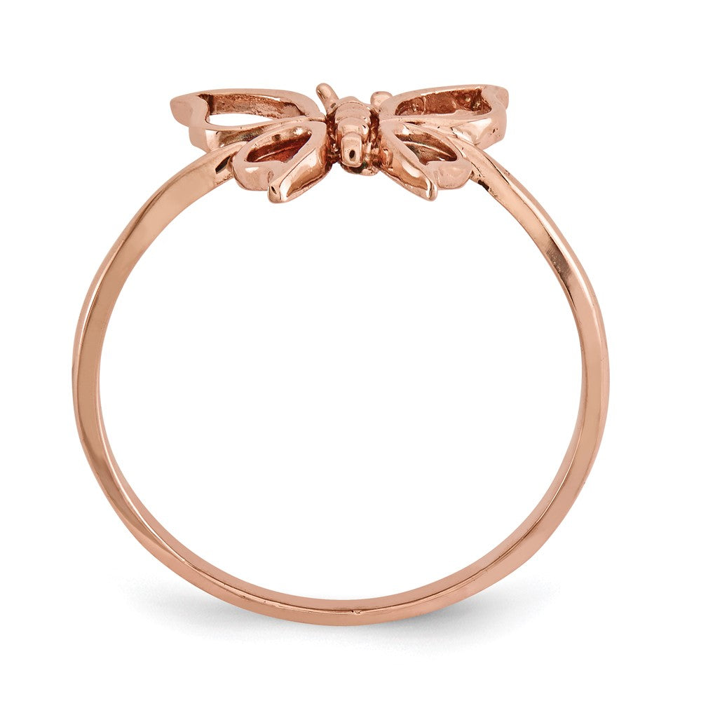 14K Roségold Ring mit Schmetterling, poliert