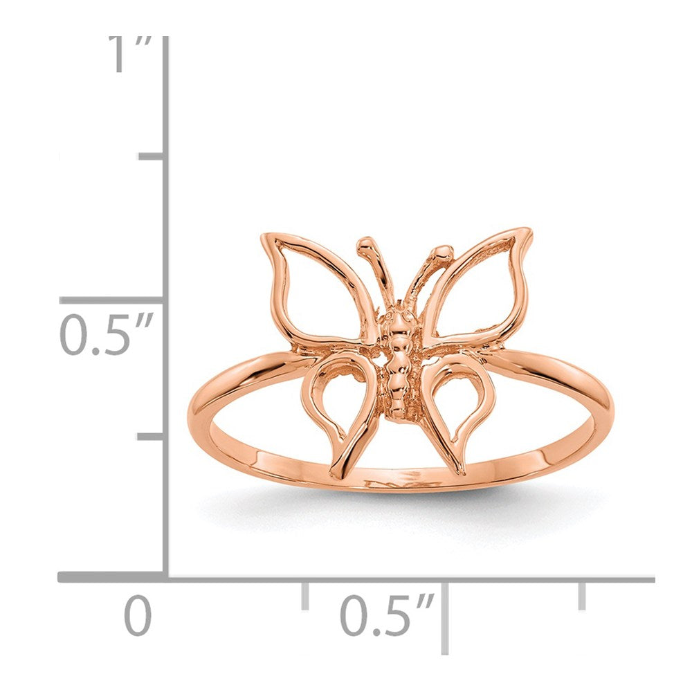 14K Roségold Ring mit Schmetterling, poliert