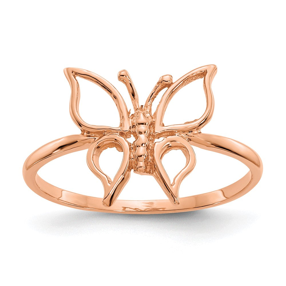 14K Roségold Ring mit Schmetterling, poliert