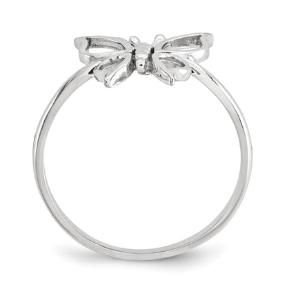 14K Weißgold Ring mit Schmetterlingsmotiv, poliert