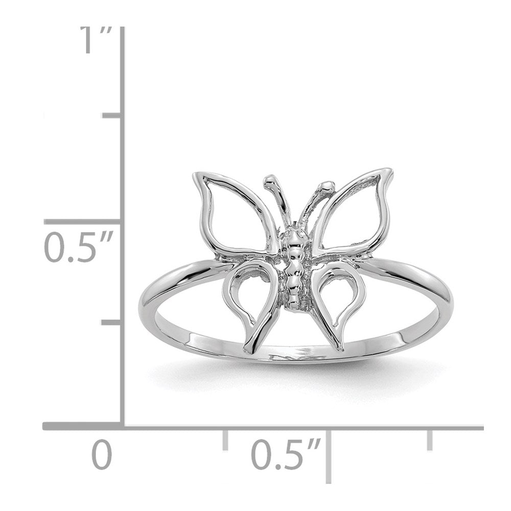 14K Weißgold Ring mit Schmetterlingsmotiv, poliert