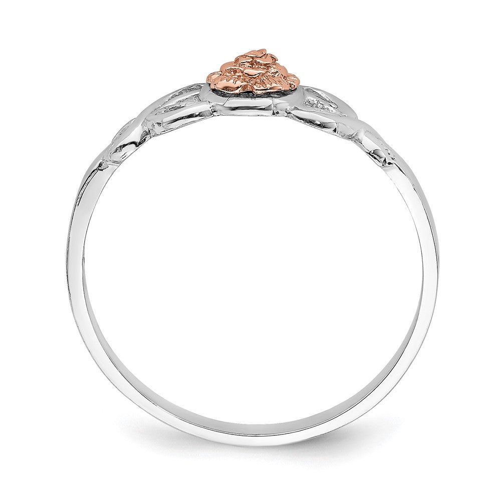14K Weiß- und Roségold Ring mit Blumenmuster, poliert