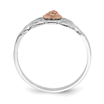 14K Weiß- und Roségold Ring mit Blumenmuster, poliert