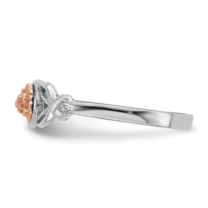 14K Weiß- und Roségold Ring mit Blumenmuster, poliert