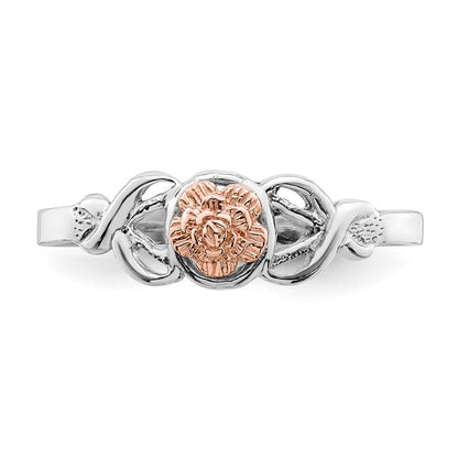 14K Weiß- und Roségold Ring mit Blumenmuster, poliert