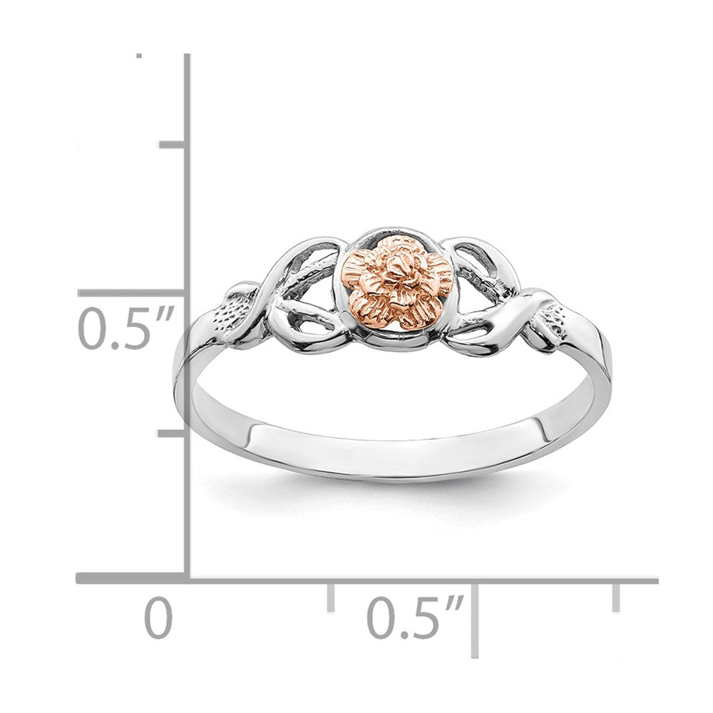 14K Weiß- und Roségold Ring mit Blumenmuster, poliert