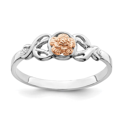14K Weiß- und Roségold Ring mit Blumenmuster, poliert