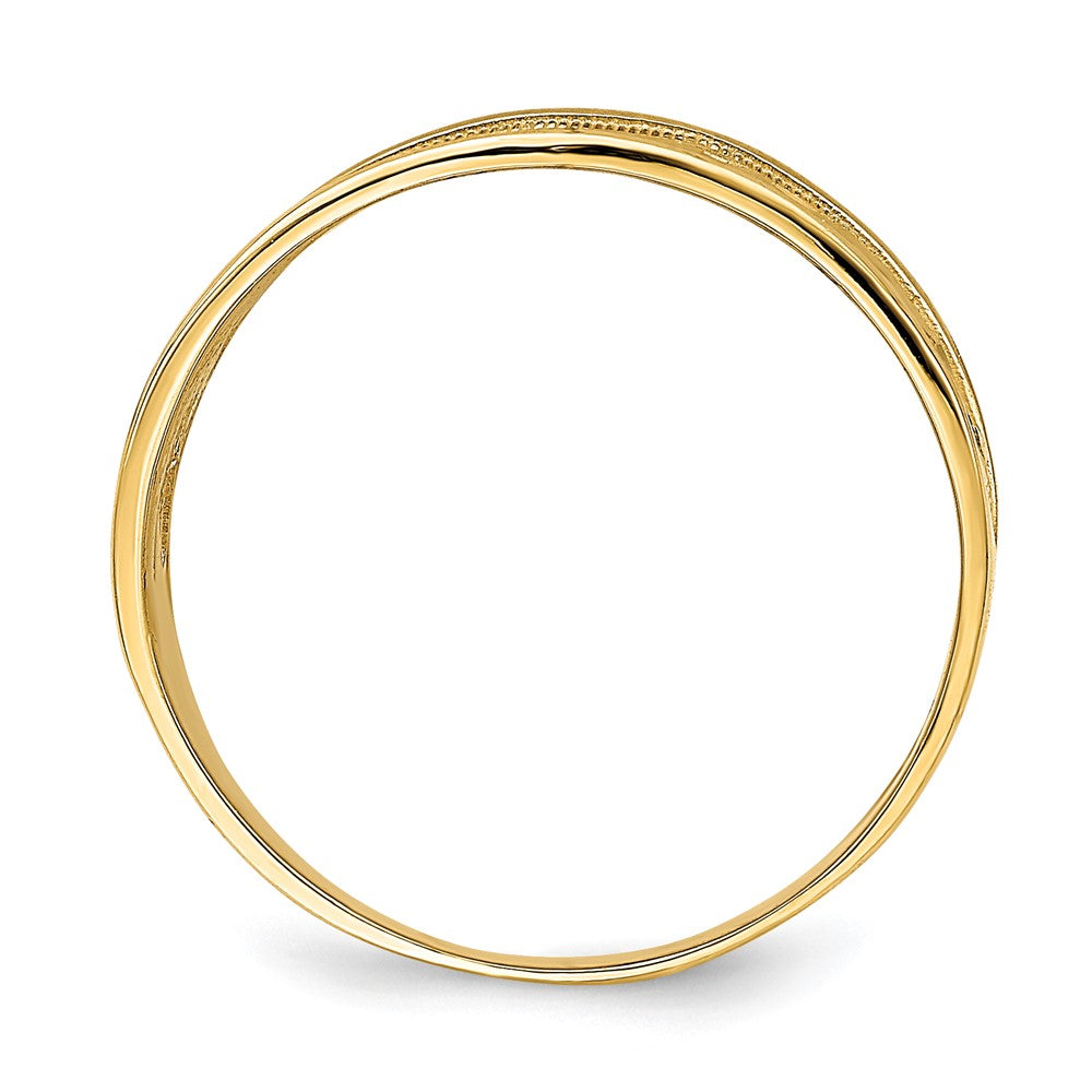 14K Gelbgold Ring mit Rhodium-Beschichtung, poliert, dreifache Wellenform, ausgeschnitten