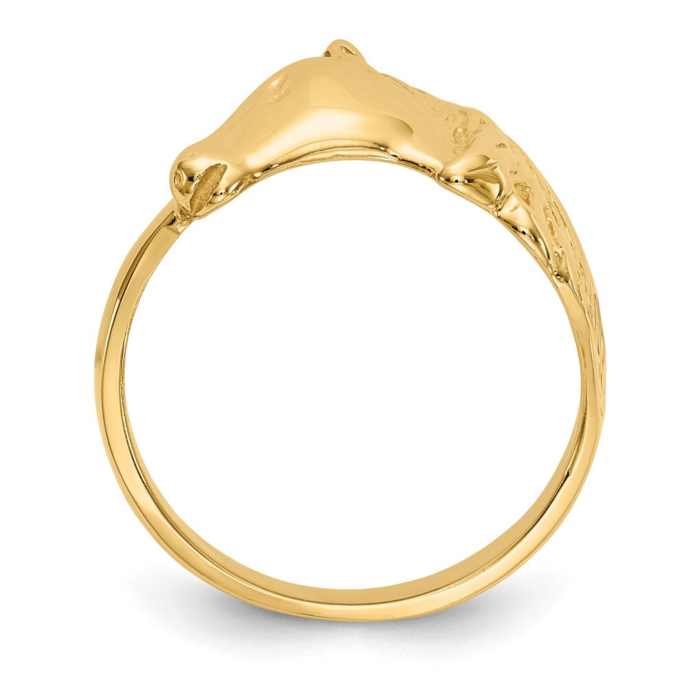 Ring aus 14K Gold mit Pferdekopf, poliert