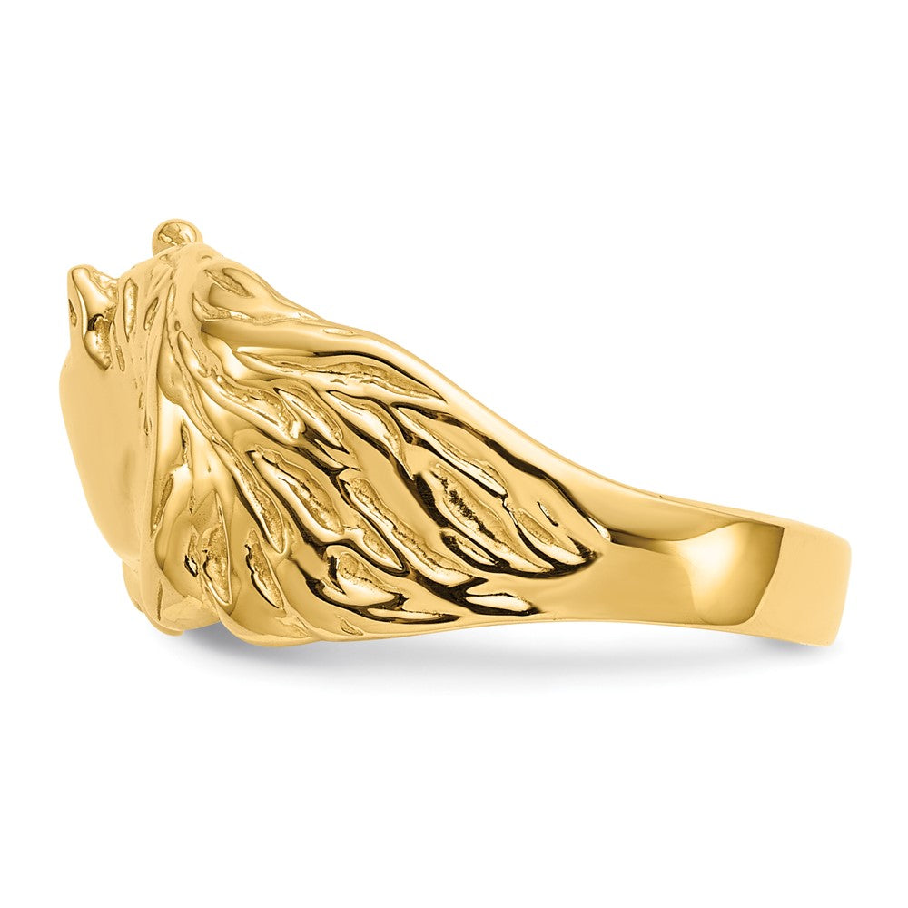 Ring aus 14K Gold mit Pferdekopf, poliert