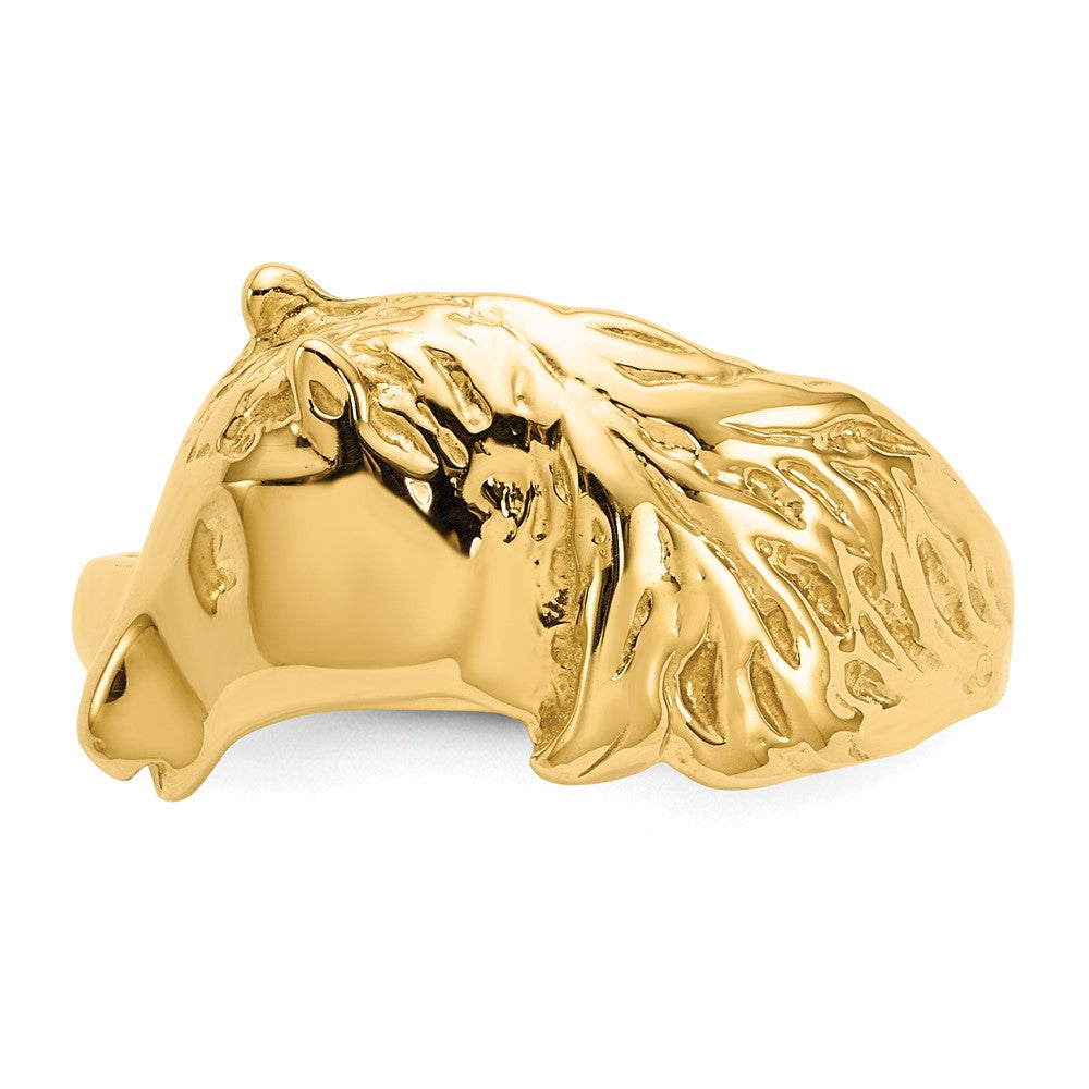 Ring aus 14K Gold mit Pferdekopf, poliert