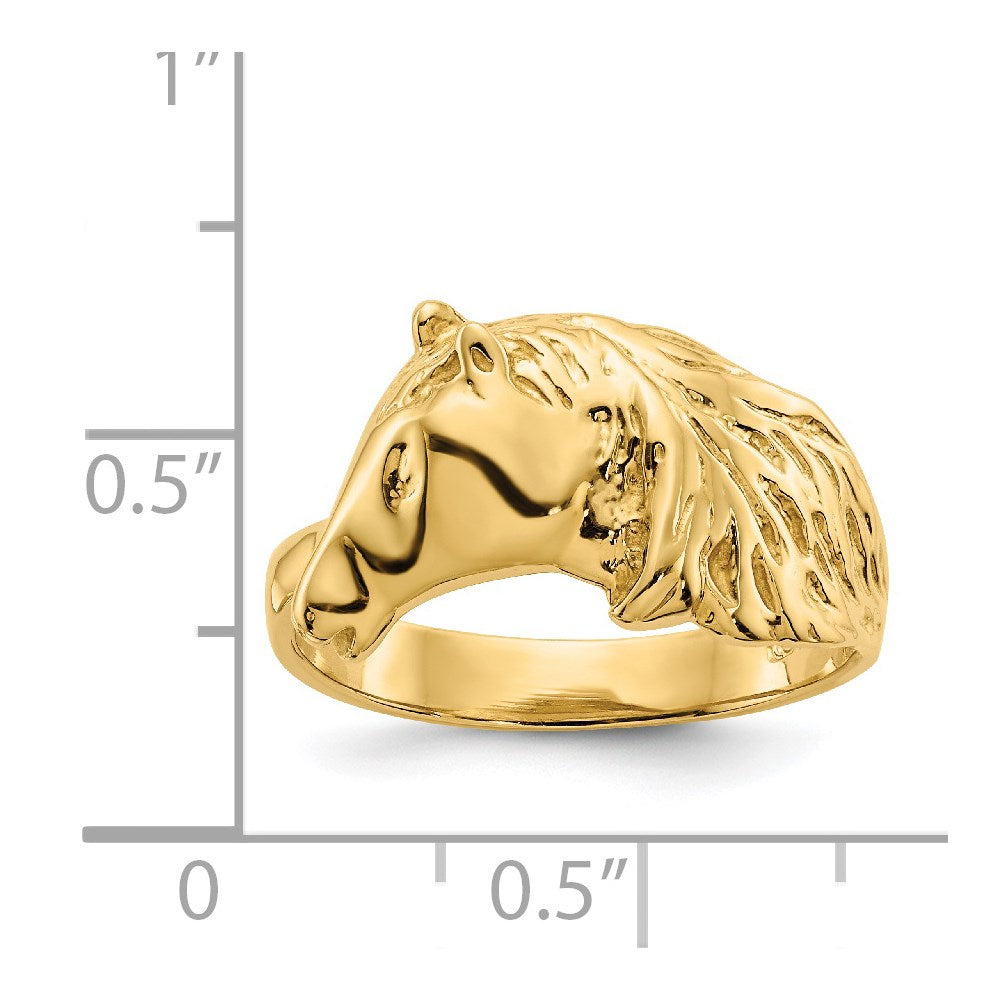 Ring aus 14K Gold mit Pferdekopf, poliert