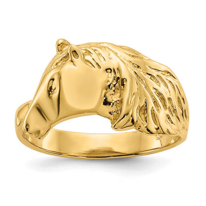 Ring aus 14K Gold mit Pferdekopf, poliert