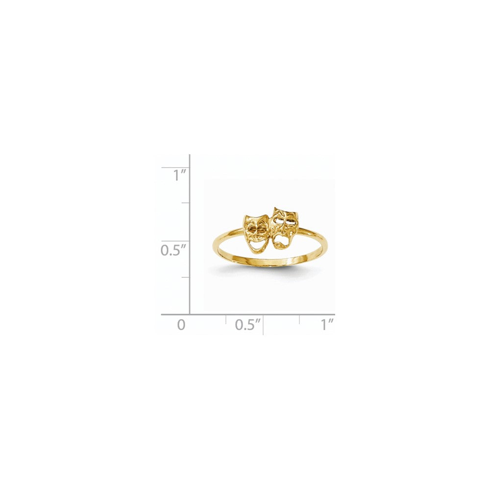 14K Gelbgold Ring "Komödie/Tragödie" poliert