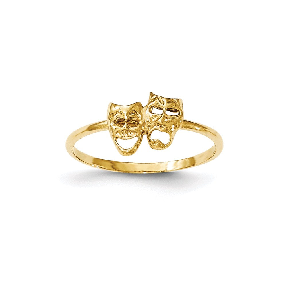 14K Gelbgold Ring "Komödie/Tragödie" poliert