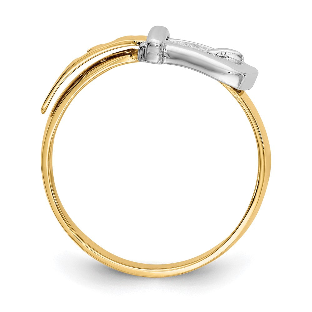 14K Bicolor Gold Ring mit polierter Schnalle